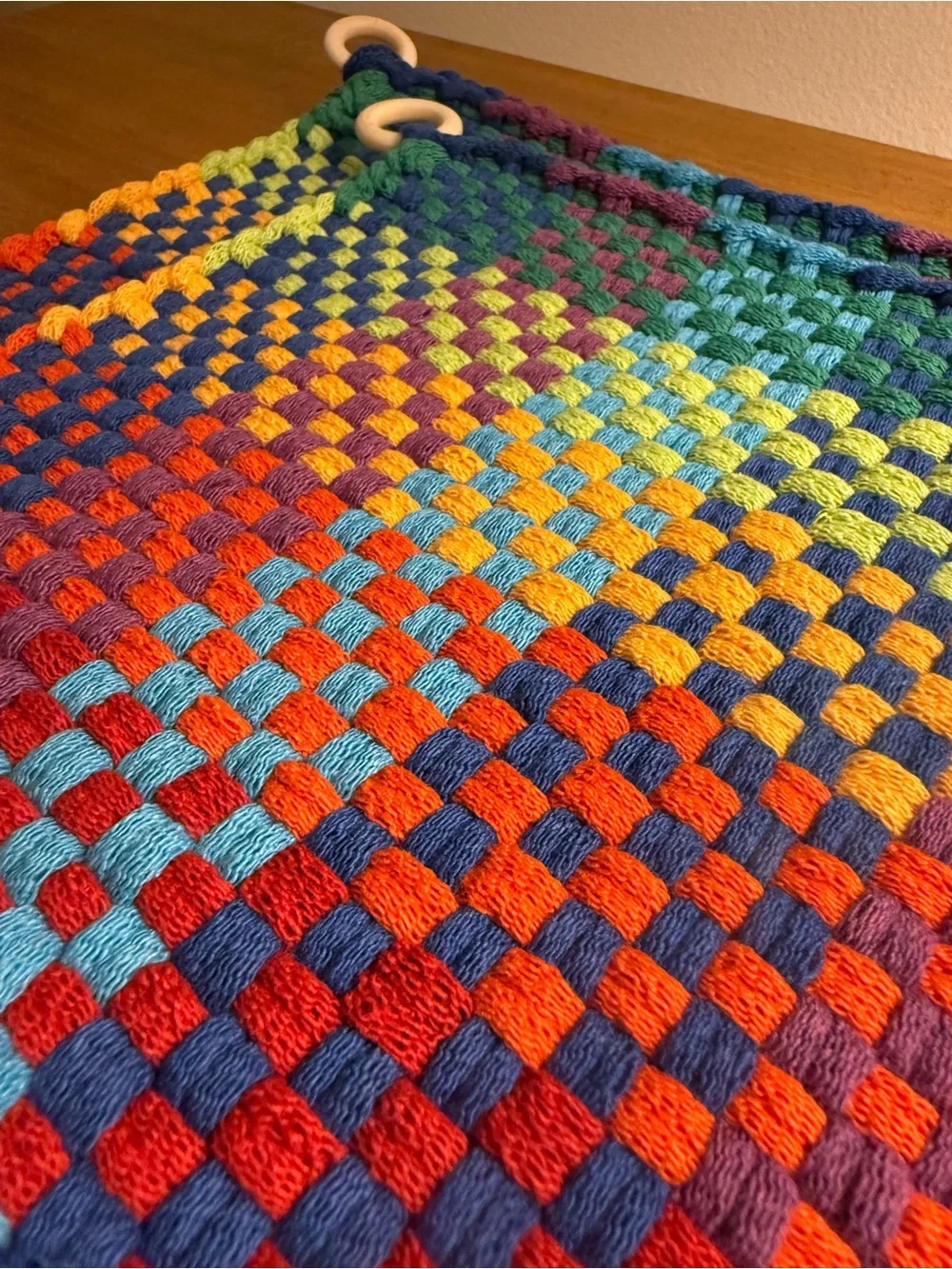Handwoven Rainbow Cotton Pot Holders